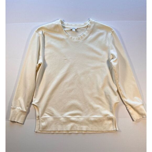 Daily Ritual French Terry Crewneck Sweatshirt Side SplitCutouts Ivory Size Large - Picture 1 of 9